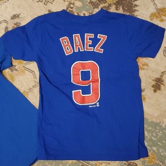 Kids Chicago Cubs & Chicago Cubs Majestic Baez 9 MLB T-Shirts size Small - Picture 4 of 8